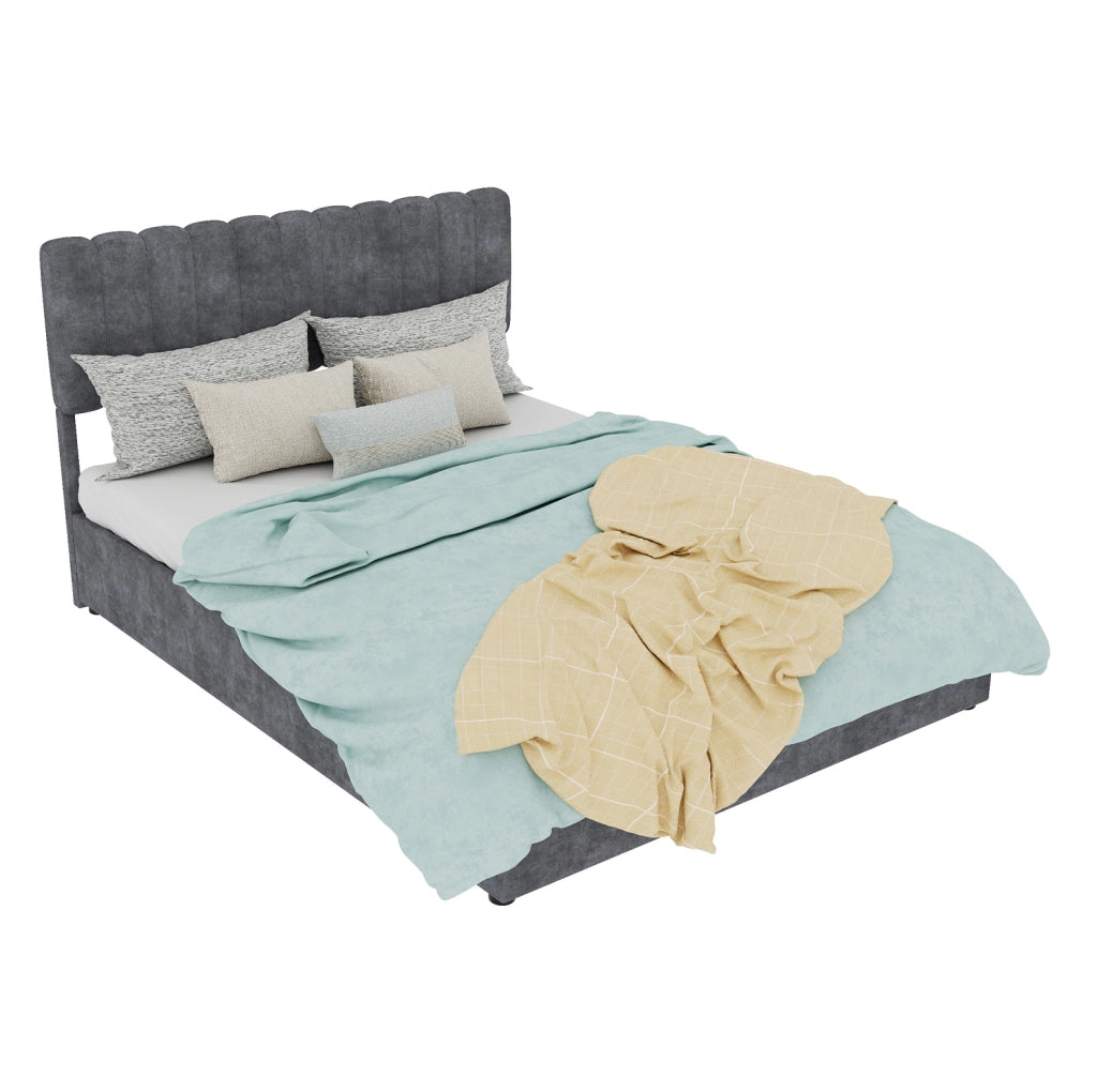 Struttura letto 140 x 200 cm in velluto e metallo; grigio
