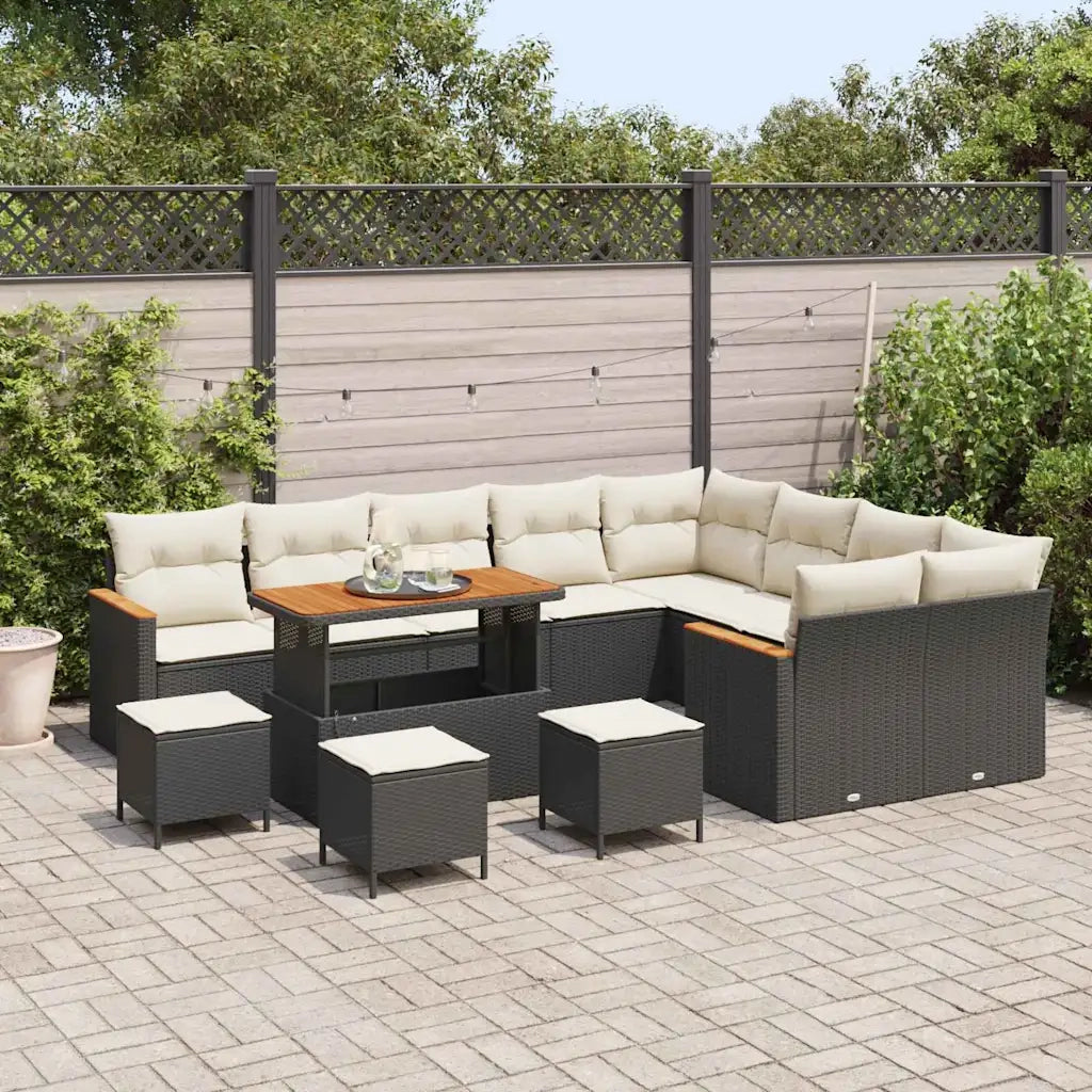 Set Divano da Giardino 13 pcs Nero polyrattan