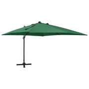 Ombrellone da giardino a sbalzo con palo e luci LED 300 cm verde 02_0008544