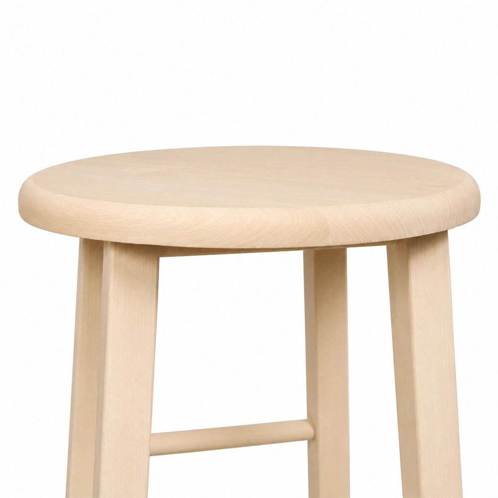 Sgabello legno con seduta rotonda h80cm grezzo da verniciare piedi dritti