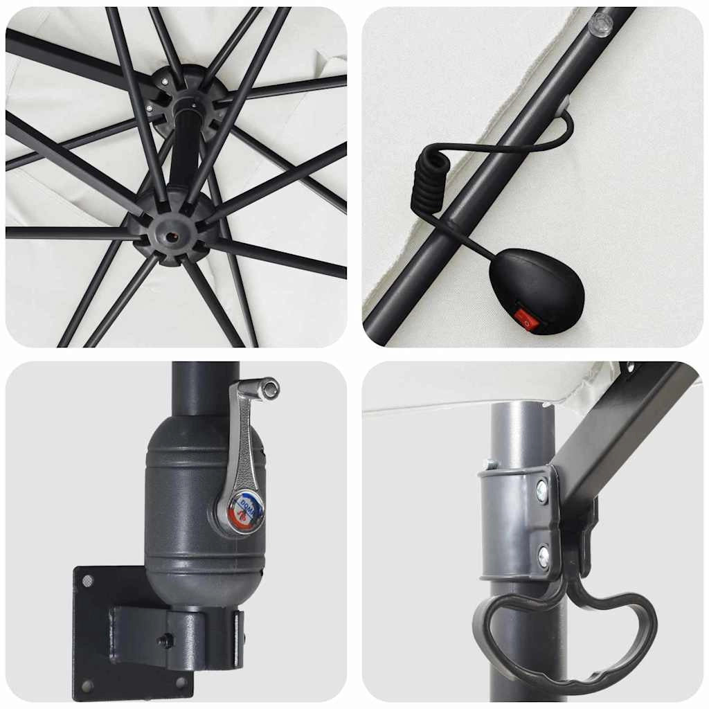 Ombrellone da giardino inclinabile 248,5 x 247,5 x 160 cm design moderno con illuminazione a LED poliestere color sabbia 02_0058650