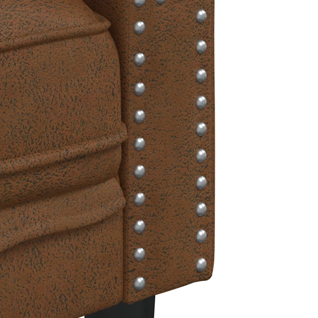 Divano Sedia-Poltrona Chesterfield Marrone in Similpelle Scamosciata 190617
