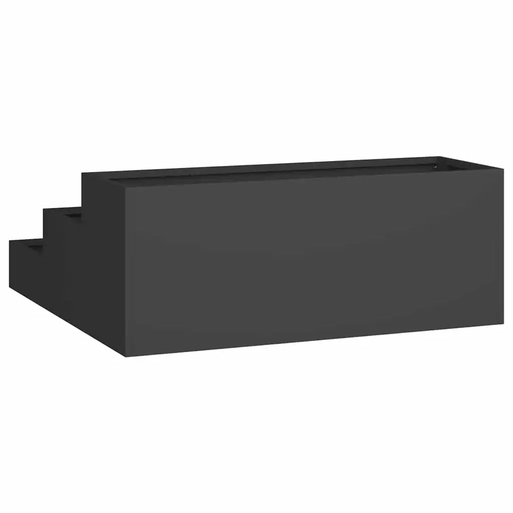 Fioriera da giardino moderna per esterni 90 x 90 x 35 cm resistente ed esteticamente gradevole realizzata in acciaio laminato a freddo nero 02_0052048
