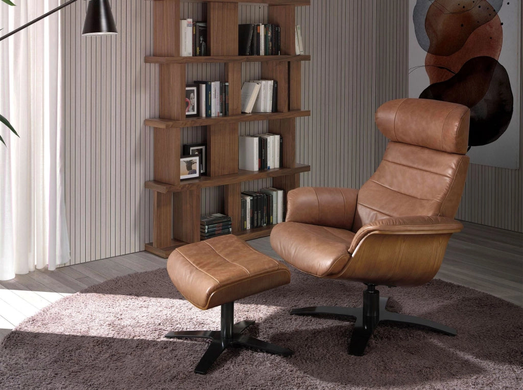 Pouf in pelle marrone