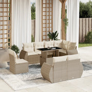 Set Divano da Giardino 9 pz con Cuscini Beige in Polyrattan 3268668