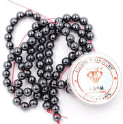 Kralen con corda per l'assemblaggio di accessori per l'autoaiuto Pietre decorative, 180 pezzi da 4 mm e 1 rotolo di corda, materiale: Hematite