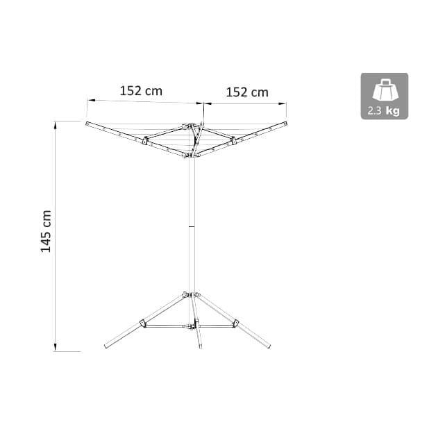 Stendibiancheria 4 bracci da campeggio in Alluminio cm 120x120x145 - DEON