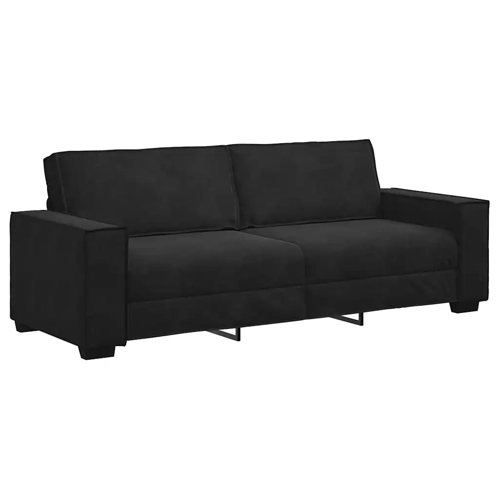 vidaXL Divano a 3 Posti Nero 180 cm in Velluto