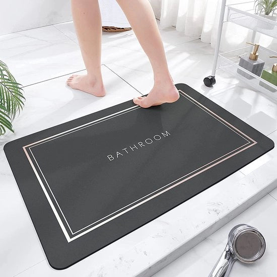 Matte assorbenti per pavimento, tappeti da bagno rapidamente assorbenti, tappeti per bagno assorbenti per uso domestico, pavimenti antiscivolo in gomma, facile da pulire, semplice tappeto per bagno (grigio scuro, 40 x 60 cm)