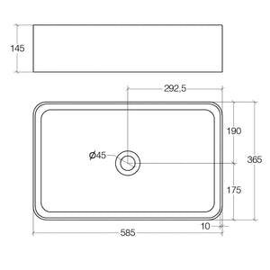 Lineabeta - Lavabo rettangolare da appoggio Quarelo in ceramica 58,5x36,5cm bianco