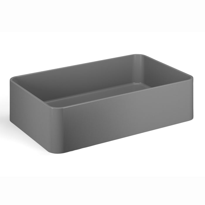 Lineabeta - Lavabo rettangolare da appoggio in ceramica 58,5x36,5 grigio opaco