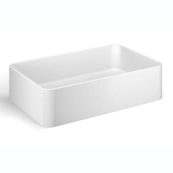 Lineabeta - Lavabo rettangolare da appoggio in ceramica 58,5x36,5 bianco opaco