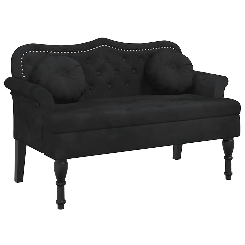 Panca con Cuscini Nera 120,5x65x75 cm in Velluto