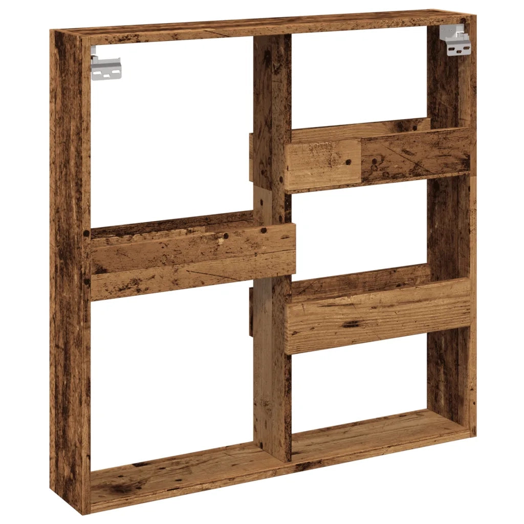 Mobile a Parete Legno Antico 80x15x80 cm in Legno Multistrato
