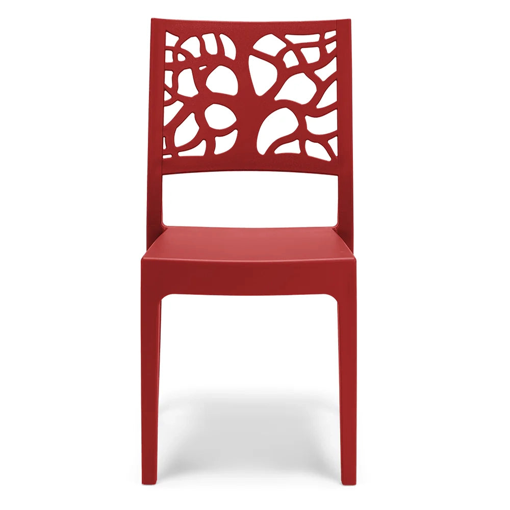 Set 2 sedie in polipropilene TETI, impilabile, resistente ai raggi UV, design moderno, ideale per sala da pranzo, cucina, sala d’attesa, bar, ristoranti o giardino, colore Rosso