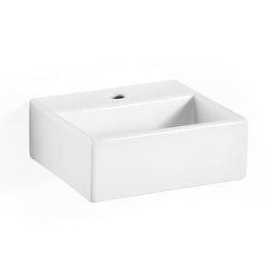 Lineabeta - Lavabo da appoggio/sospeso con foro rubinetto 32x29 bianco lucido