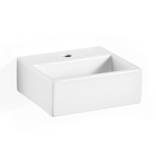 Lineabeta - Lavabo da appoggio/sospeso con foro rubinetto 32x29 bianco lucido