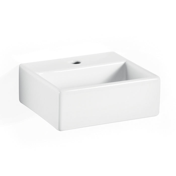 Lineabeta - Lavabo da appoggio/sospeso con foro rubinetto 32x29 bianco lucido