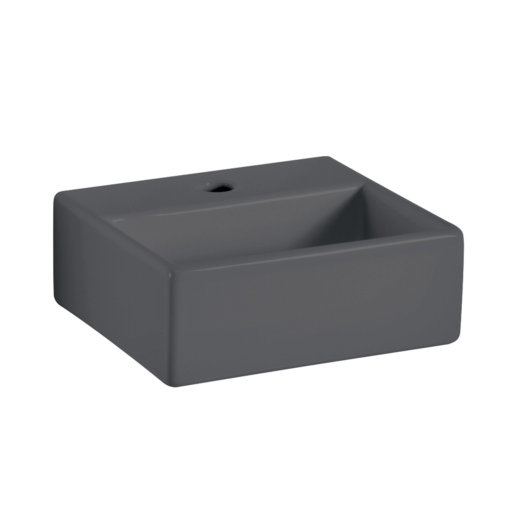 Lineabeta - Lavabo da appoggio/sospeso con foro rubinetto 32x29 grigio opaco