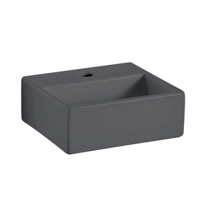 Lineabeta - Lavabo da appoggio/sospeso con foro rubinetto 32x29 grigio opaco