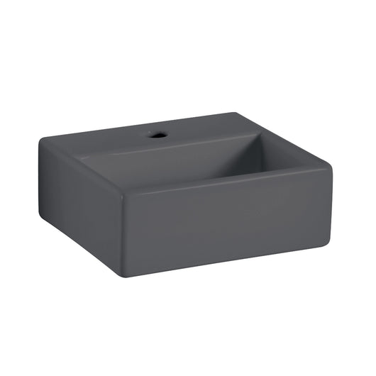Lineabeta - Lavabo da appoggio/sospeso con foro rubinetto 32x29 grigio opaco