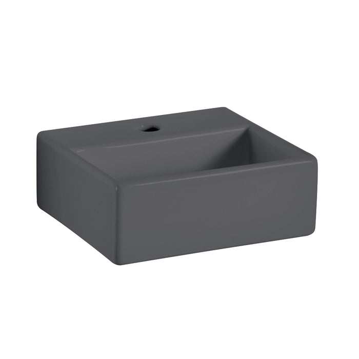 Lineabeta - Lavabo da appoggio/sospeso con foro rubinetto 32x29 grigio opaco