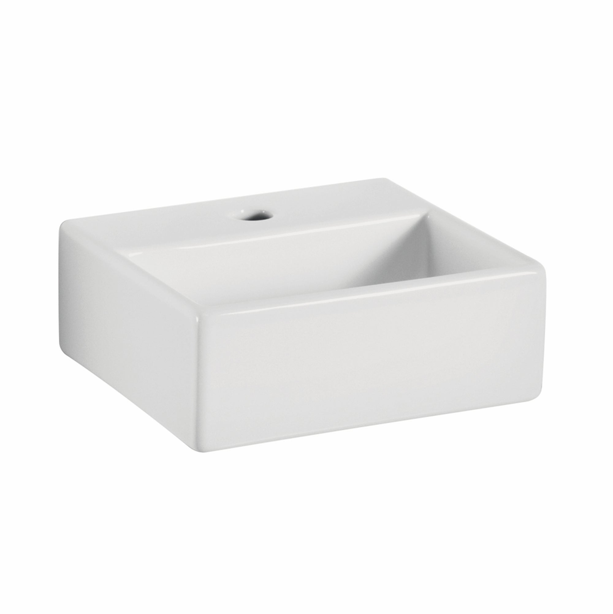 Lineabeta - Lavabo da appoggio/sospeso con foro rubinetto 32x29 bianco opaco