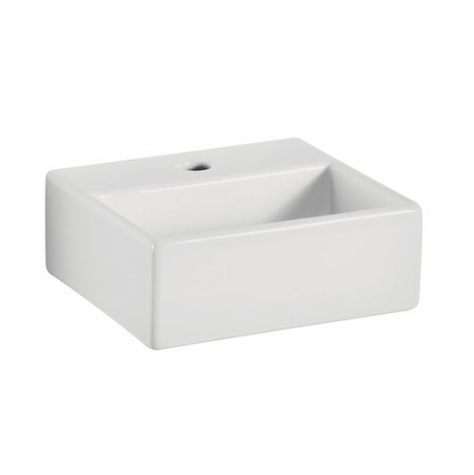Lineabeta - Lavabo da appoggio/sospeso con foro rubinetto 32x29 bianco opaco