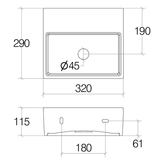 Lineabeta - Lavabo da appoggio/sospeso senza foro rubinetto 32x29 bianco lucido