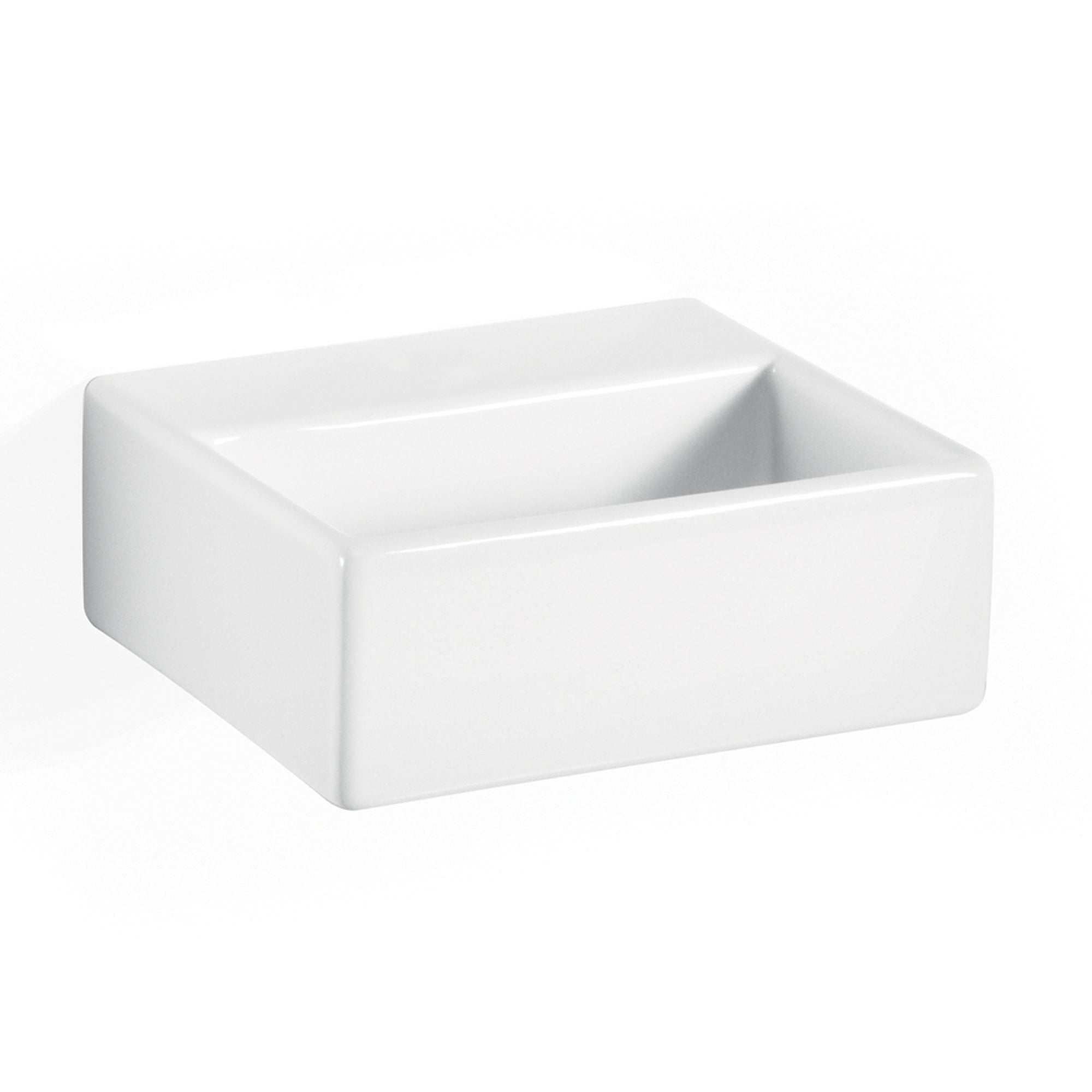 Lineabeta - Lavabo da appoggio/sospeso senza foro rubinetto 32x29 bianco lucido