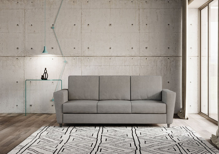 Divano 3 Posti 212x85x85 cm Yasel in Tessuto Grigio