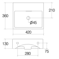Lineabeta - Lavabo da appoggio/sospeso con foro rubinetto 42x36 bianco lucido