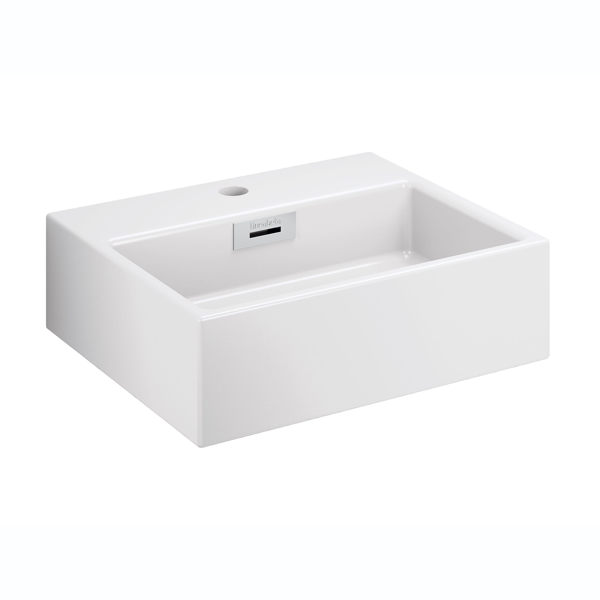 Lineabeta - Lavabo da appoggio/sospeso con foro rubinetto 42x36 bianco lucido