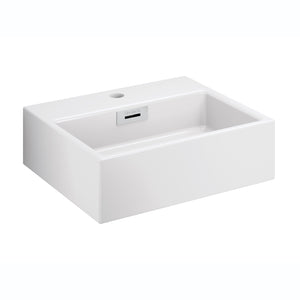 Lineabeta - Lavabo da appoggio/sospeso con foro rubinetto 42x36 bianco lucido