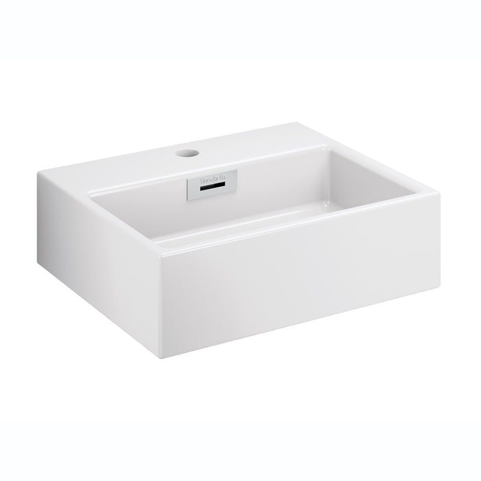 Lineabeta - Lavabo da appoggio/sospeso con foro rubinetto 42x36 bianco lucido