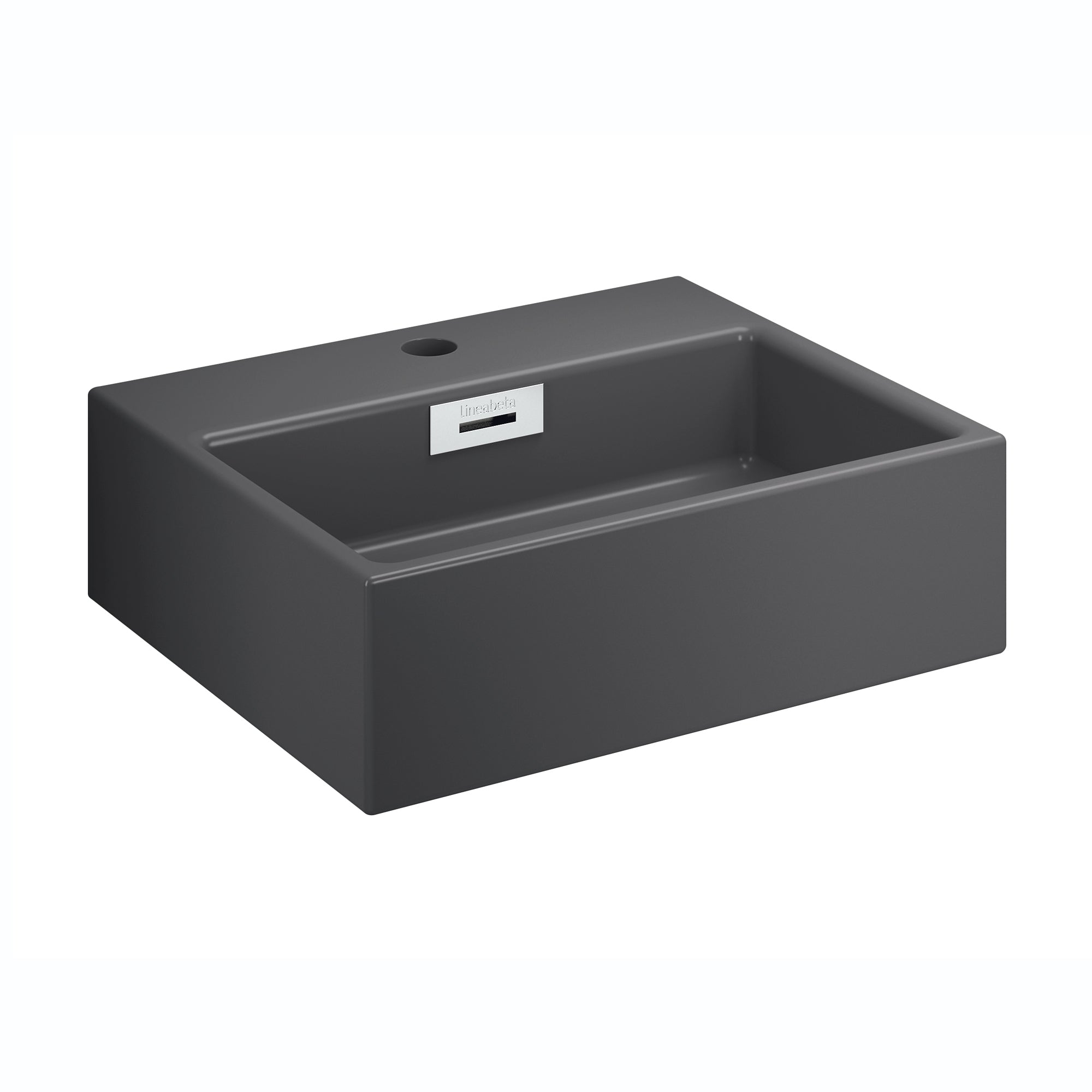 Lineabeta - Lavabo da appoggio/sospeso con foro rubinetto 42x36 grigio opaco