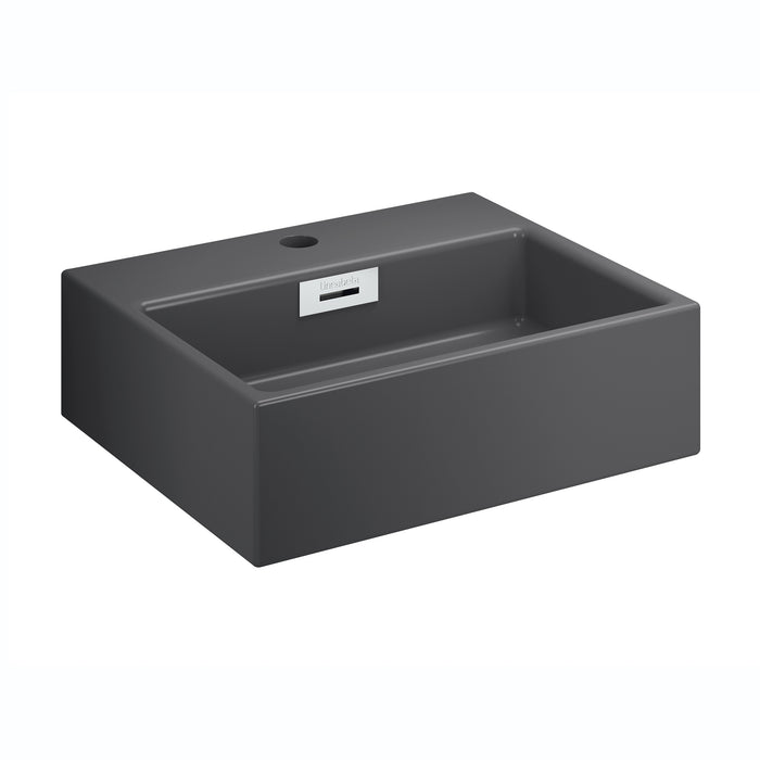 Lineabeta - Lavabo da appoggio/sospeso con foro rubinetto 42x36 grigio opaco