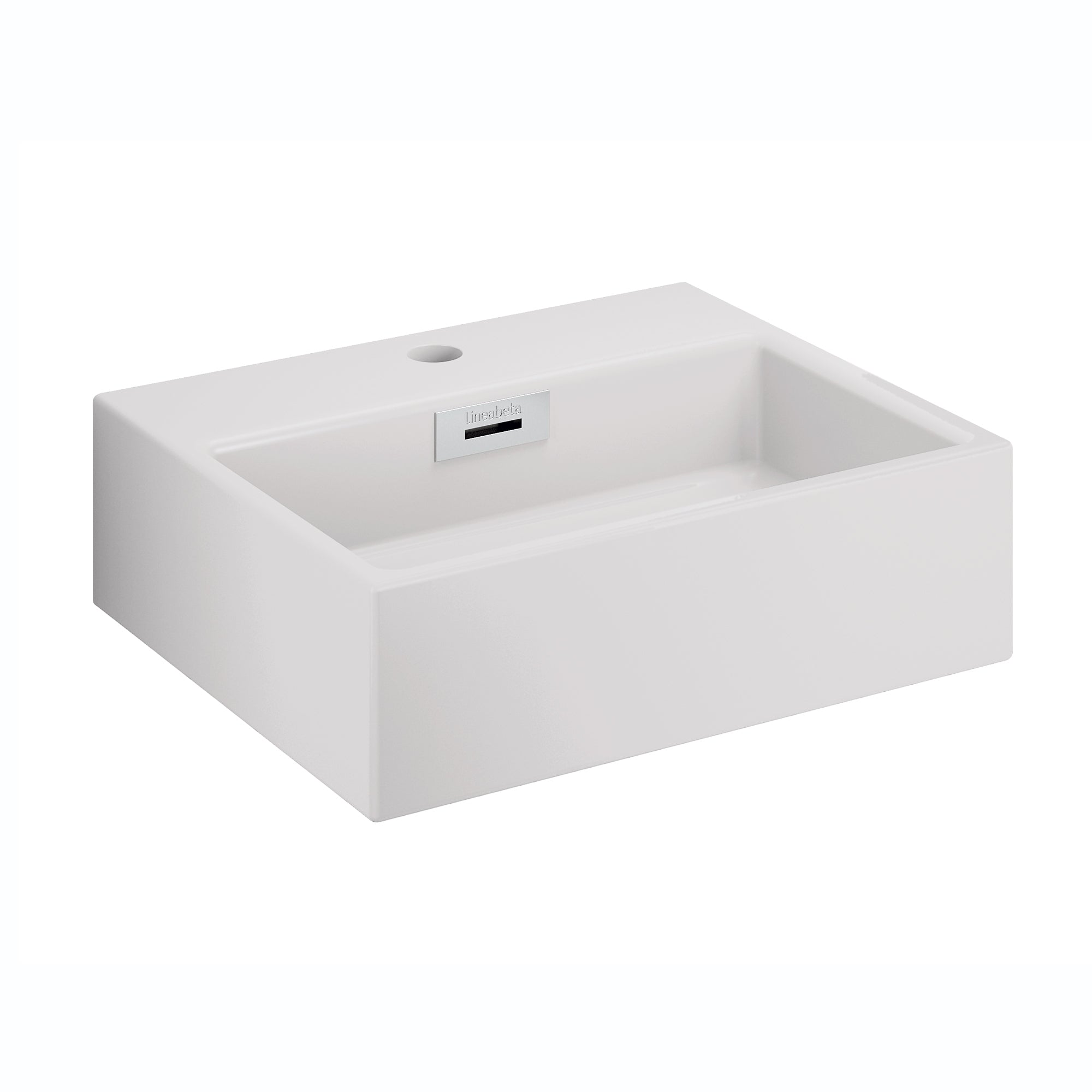 Lineabeta - Lavabo da appoggio/sospeso con foro rubinetto 42x36 bianco opaco