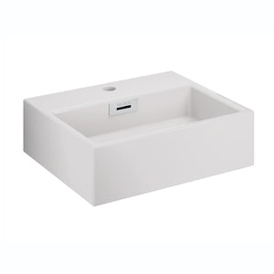 Lineabeta - Lavabo da appoggio/sospeso con foro rubinetto 42x36 bianco opaco