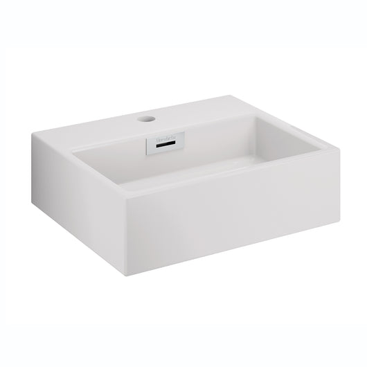 Lineabeta - Lavabo da appoggio/sospeso con foro rubinetto 42x36 bianco opaco