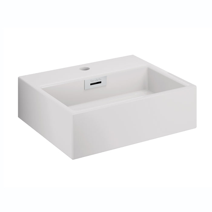 Lineabeta - Lavabo da appoggio/sospeso con foro rubinetto 42x36 bianco opaco