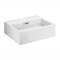 Lineabeta - Lavabo da appoggio/sospeso senza foro rubinetto 42x36 bianco lucido