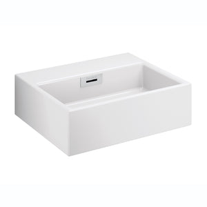 Lineabeta - Lavabo da appoggio/sospeso senza foro rubinetto 42x36 bianco lucido
