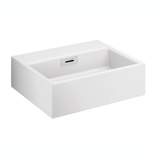 Lineabeta - Lavabo da appoggio/sospeso senza foro rubinetto 42x36 bianco lucido