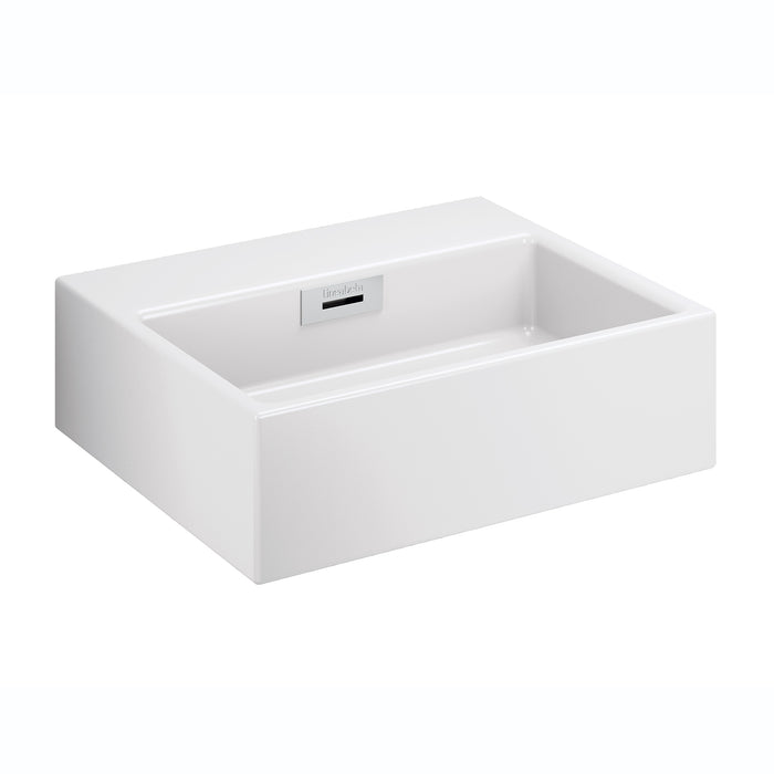 Lineabeta - Lavabo da appoggio/sospeso senza foro rubinetto 42x36 bianco lucido
