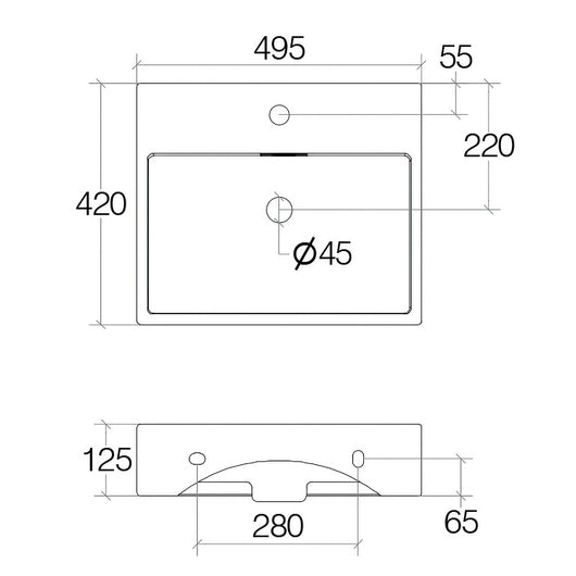 Lineabeta - Lavabo rettangolare da appoggio/sospeso Quarelo 49,5x42 cm bianco