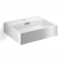 Lineabeta - Lavabo da appoggio/sospeso con foro rubinetto 49,5x42 bianco opaco