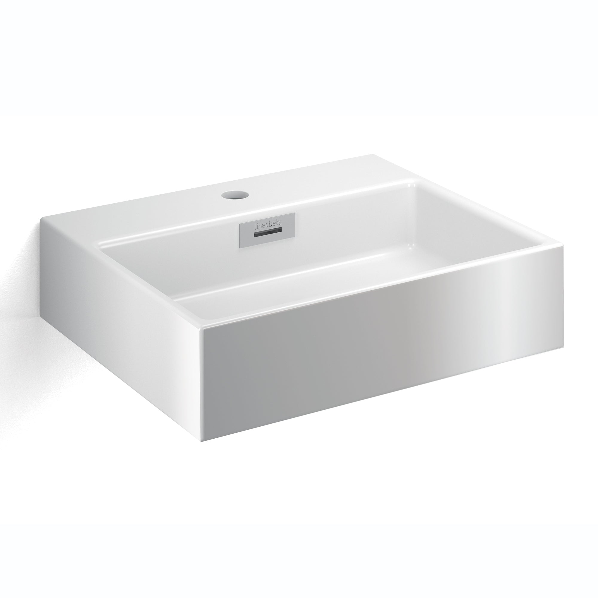Lineabeta - Lavabo da appoggio/sospeso con foro rubinetto 49,5x42 bianco opaco