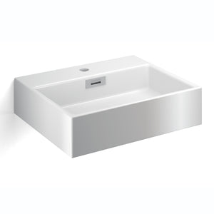 Lineabeta - Lavabo da appoggio/sospeso con foro rubinetto 49,5x42 bianco opaco