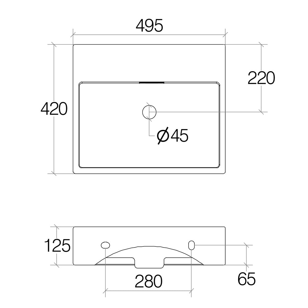 Lineabeta - Lavabo rettangolare da appoggio/sospeso Quarelo 49,5x42cm bianco